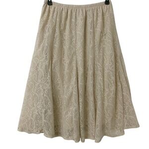 Ruby Rd Woman Beige Lace Maxi Skirt Elastic Waist Boho Style 16W